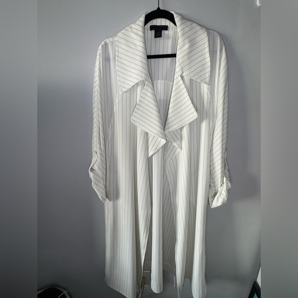 Striped White Trench Coat